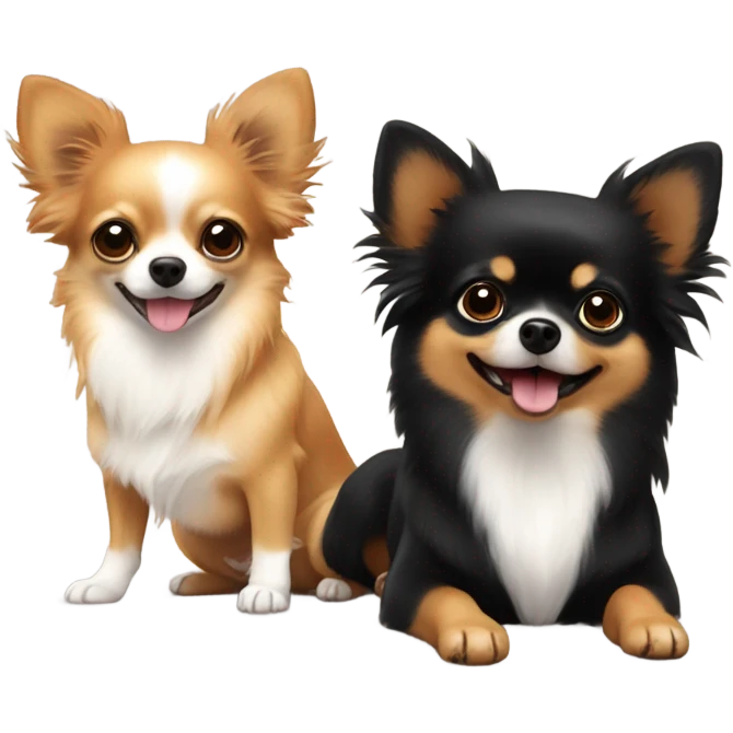 2 chihuahuas and 1 black & tan pomeranian playing  emoji