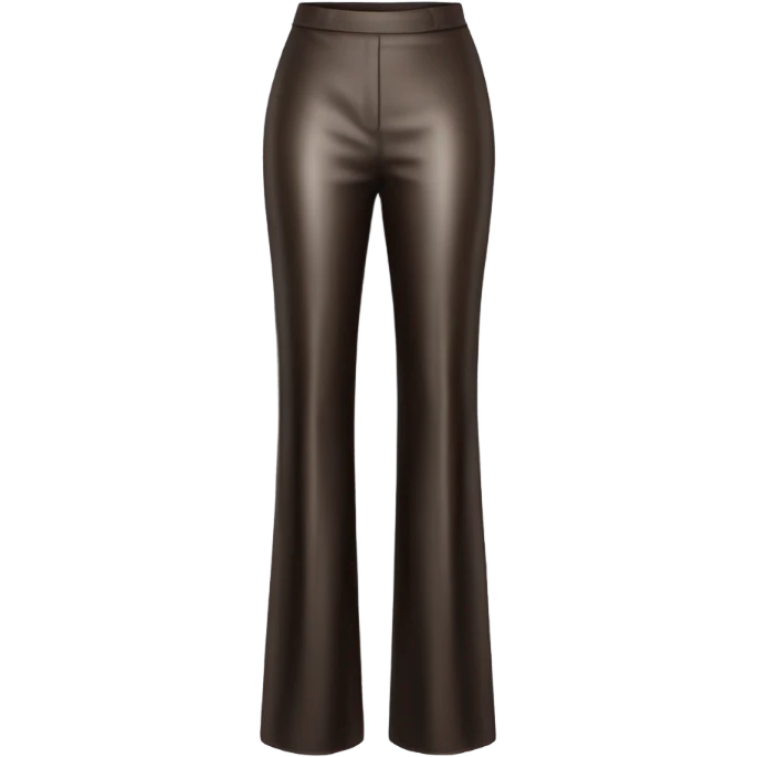 high waisted long wide leg dressy casual pants in shiny Dark Brown material emoji