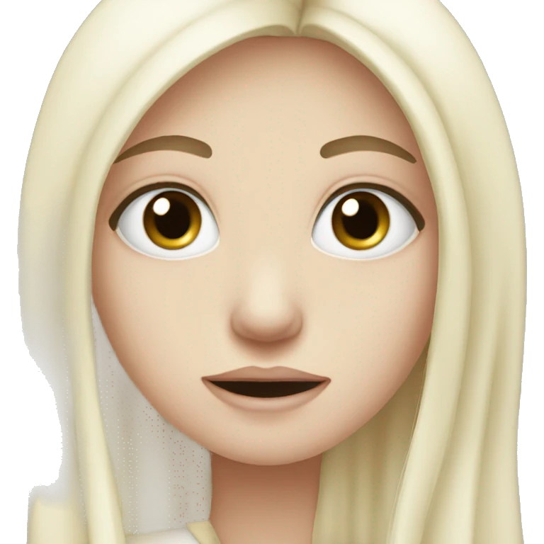 Pale girl with long black hair hungry  emoji