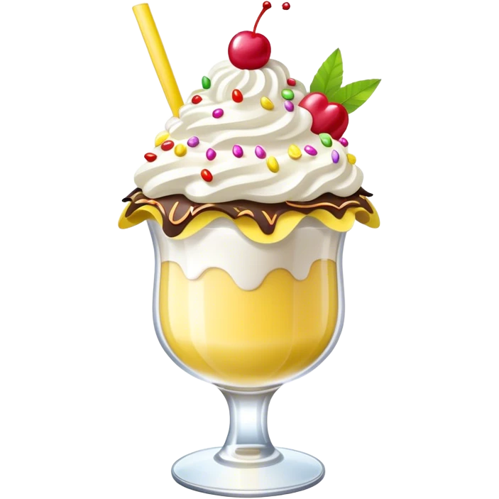 cute banana split with toppings in a ruffled cocktail glass emoji