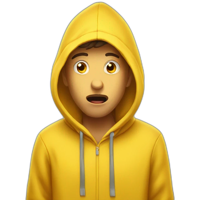 guy in a yellow hoodie is shocked emoji