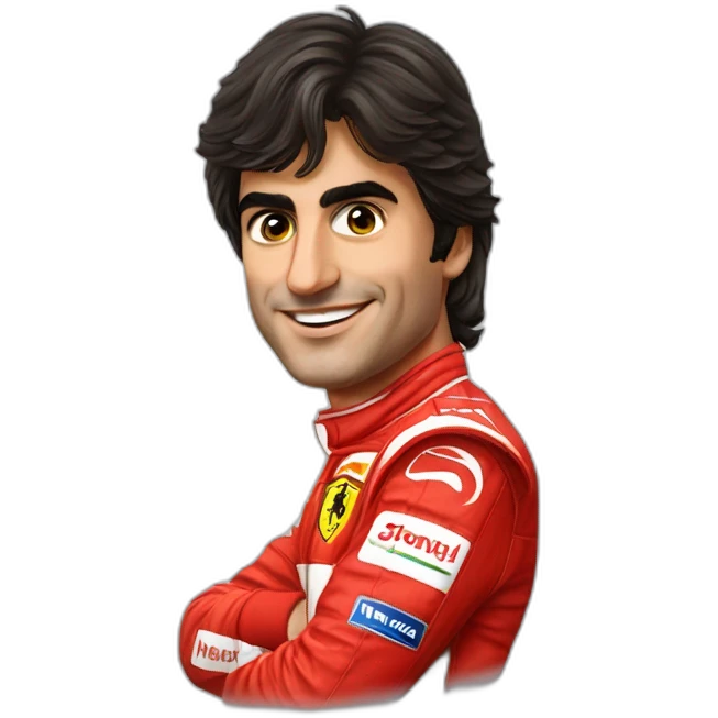 Carlos Sainz in a Ferrari F1 cars emoji