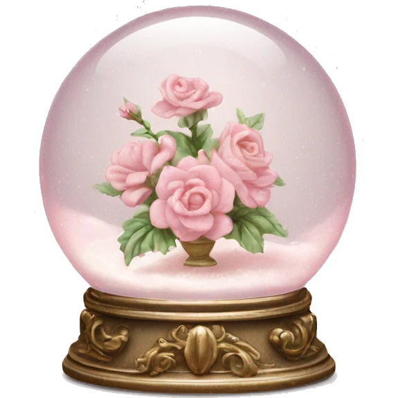 vintage rococo light pink dainty floral snow globe emoji