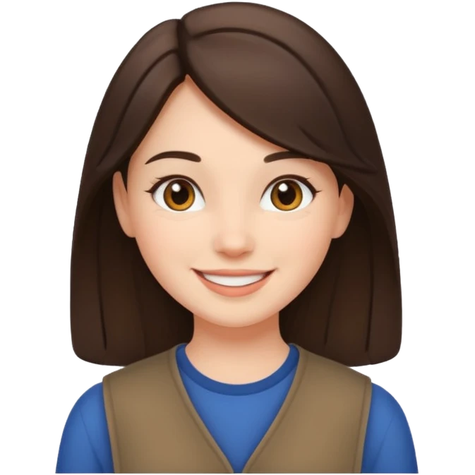 Brunette girl smiling outdoors emoji