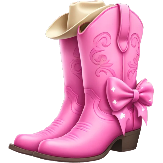 Pink cowboy boots with bow  emoji