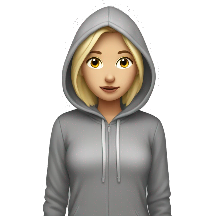blonde girl with hoodie and sweats on emoji