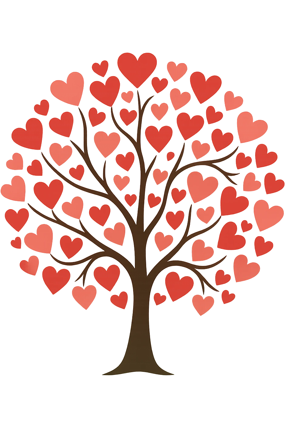 love-themed tree with heart-shaped leaves, no background emoji