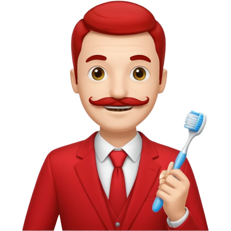hitler with toothbrush mustache and red suit emoji