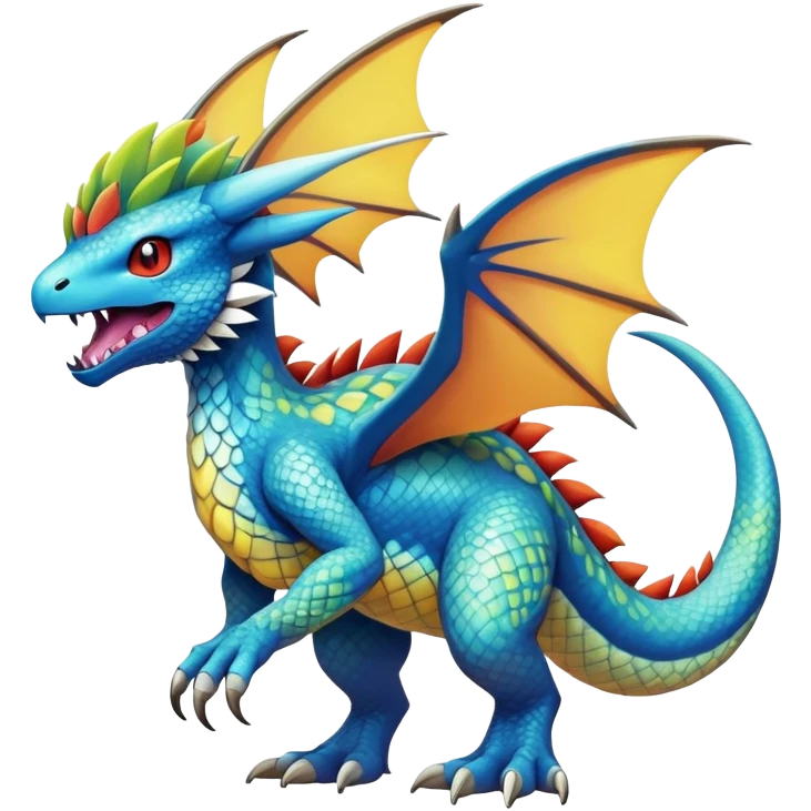 cool exotic fantasy-creature-Fakémon-Pokémon, full body, with markings emoji