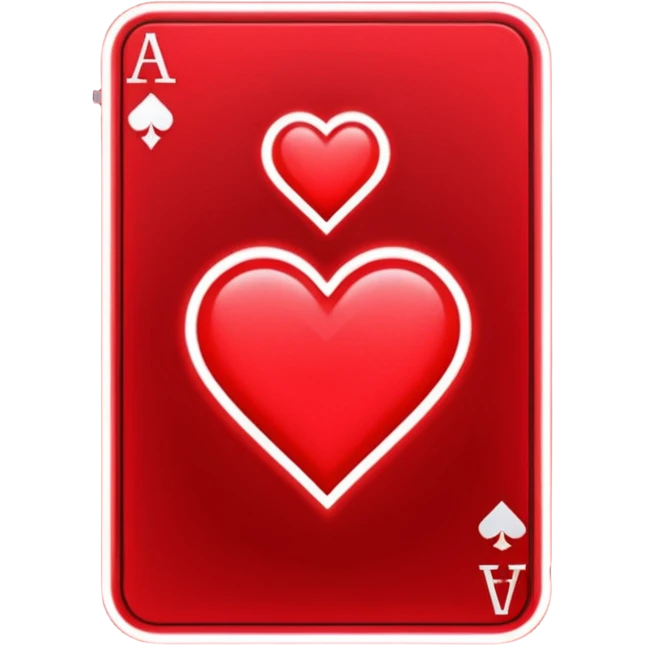 Cute deck of cards red color neon emoji