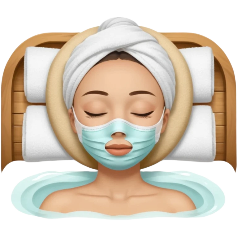 Lady with face mask spa beauty full face relaxing emoji