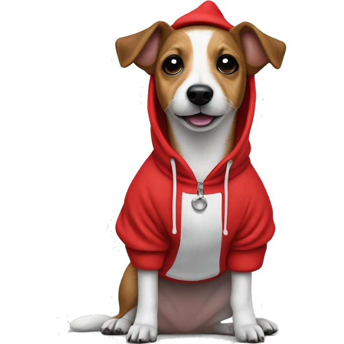 Jack Russel terrier wearing santa hoodie emoji