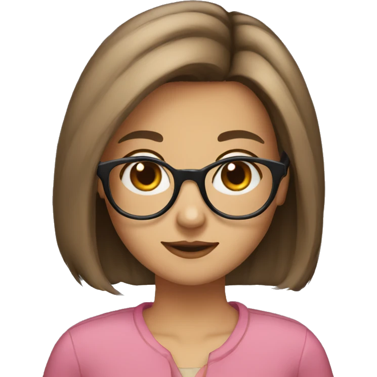 girl, glasses, bob hairstyle, brown hair, dog collar emoji