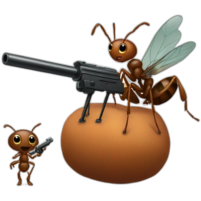 Ant and jaquette  and gun emoji