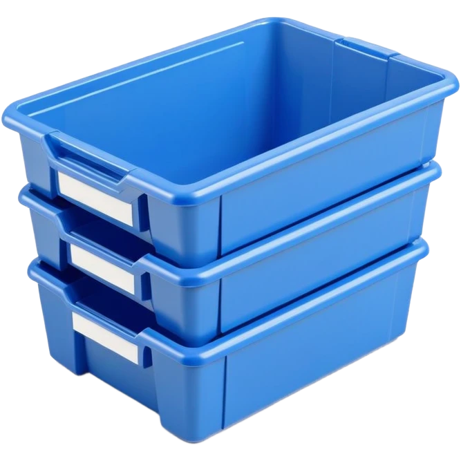 stackable plastic parts bin blue emoji