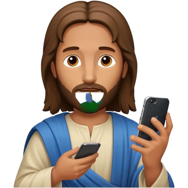 Jésus sur son téléphonesur son téléphone en train de le regarder emoji