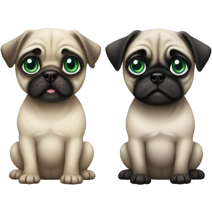 2 Baby pugs 1 with green eyes and 1 with blue  emoji