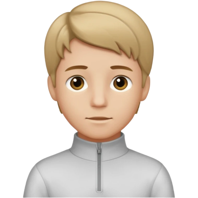 boy with dark blonde hair middle part with a quarter zip and a ' overhemd' underneath emoji