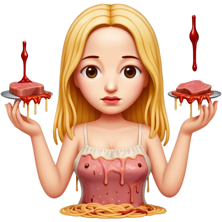 SPAM meat melted pink dripping sauce spaghetti dress monalisa portrait emoji