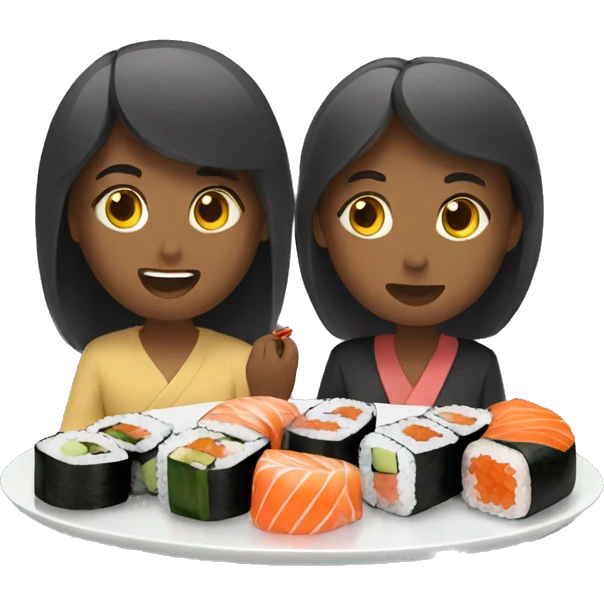 friends eat sushi emoji