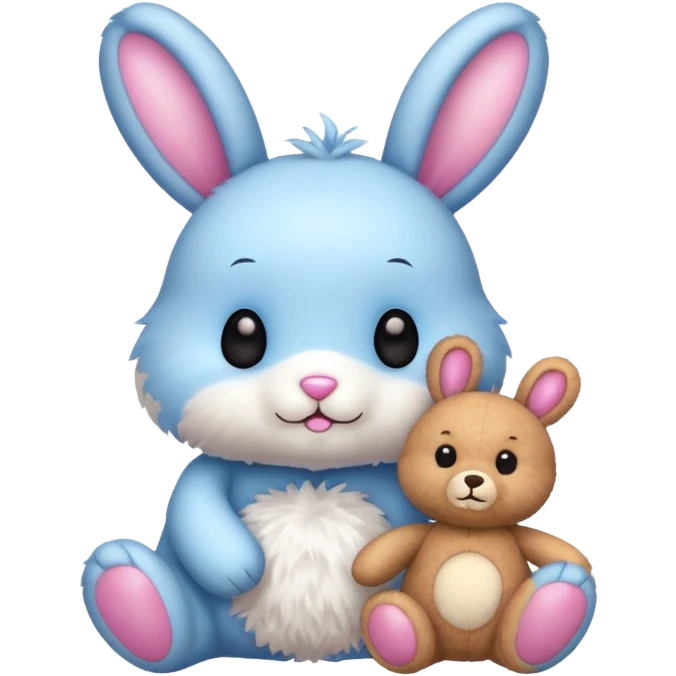 Cute bunny and teddy with colourful magical background  emoji