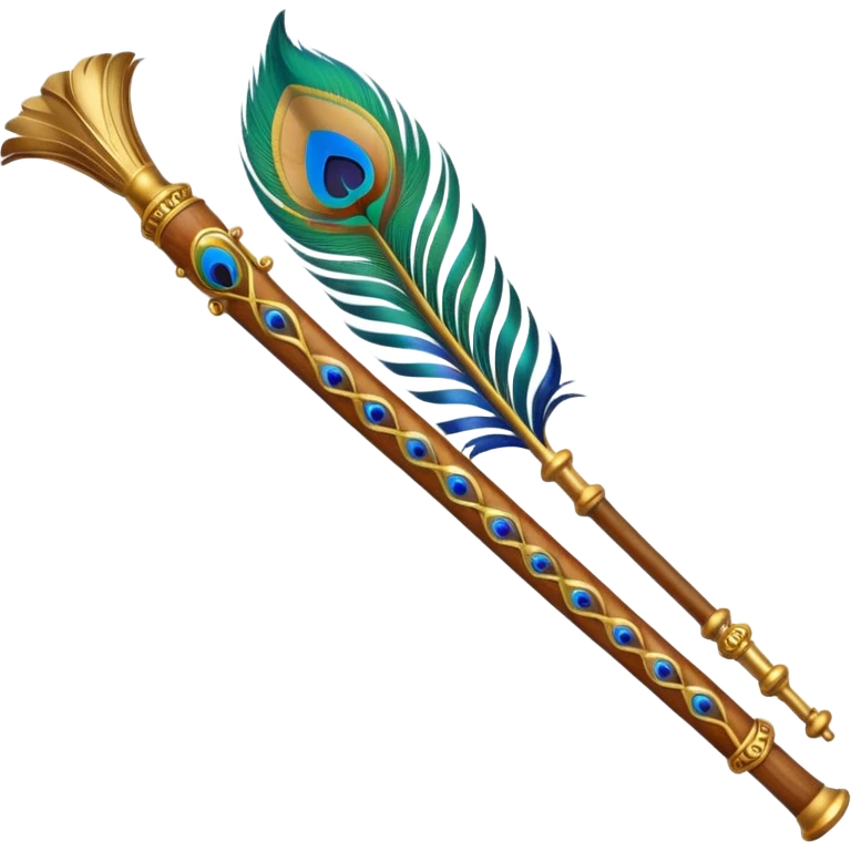 Krishna's flute with peacock feather  emoji