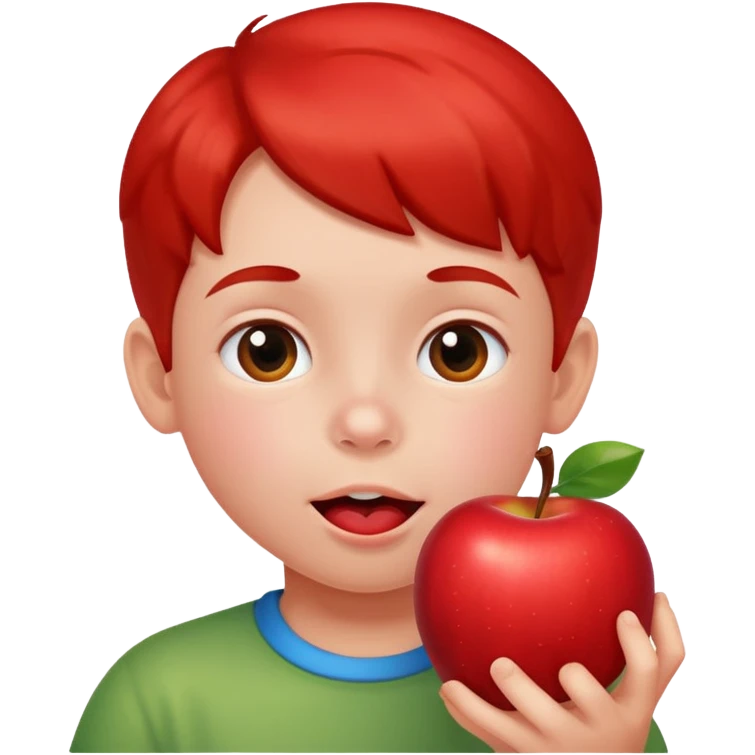 Bambino che mangia la mela emoji