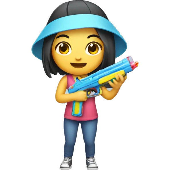 Asian girl holding water gun emoji
