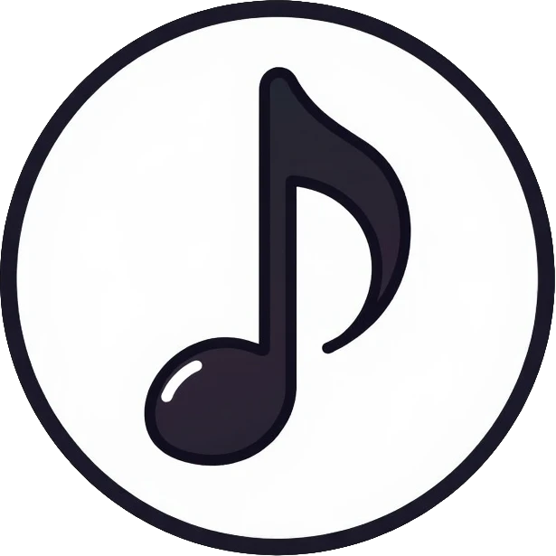 single musical note on white circle emoji