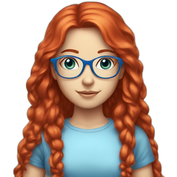 Red head girl with blue eyes glasses long hair fairy core emoji