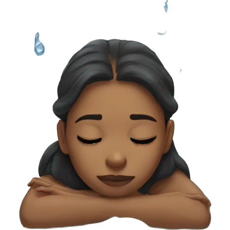 Girl lying in the puddle of tears emoji