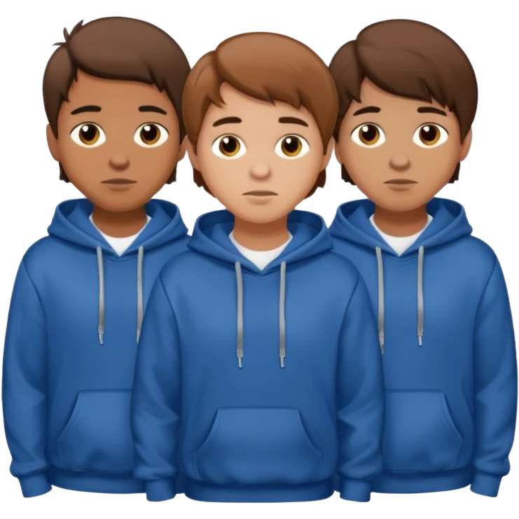 4 young men with brown hair, wearing hoodies emoji