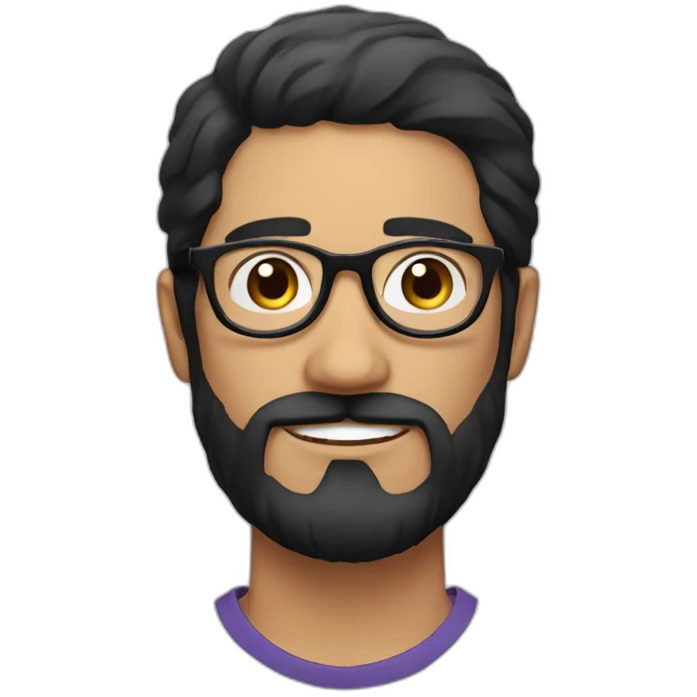 chilean man with black hair and black beard and round white glasses emoji