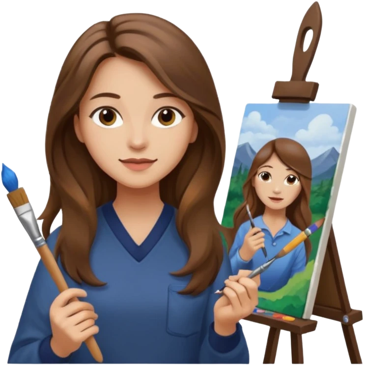 femme brune cheveux long atelier peinture emoji