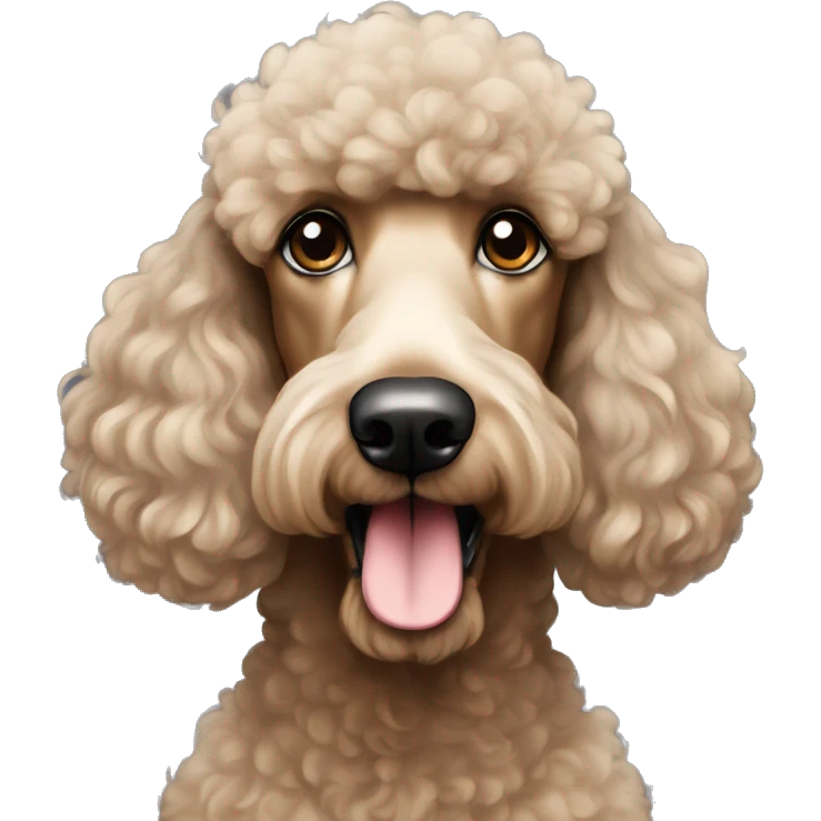 Black and tan standard phantom poodle head shot emoji