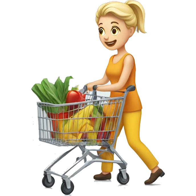 White woman pushing shopping cart emoji