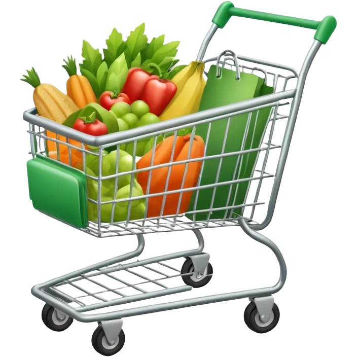 create shopping trolley emoji with green tone color emoji