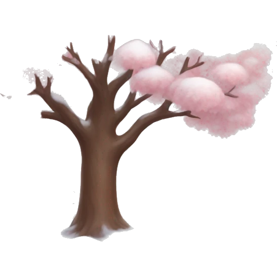 Pastel pink tree with snow emoji