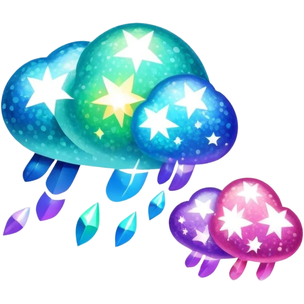 three AI-style sparkles in a group, each sparkle displays a different fabric pattern texture, modern design emoji