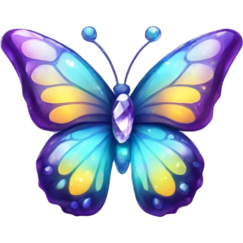 Shiny sparkly glass crystal butterfly emoji