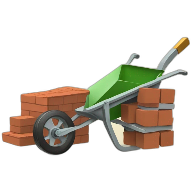 Portuguese with a wheelbarrow and bricks emoji