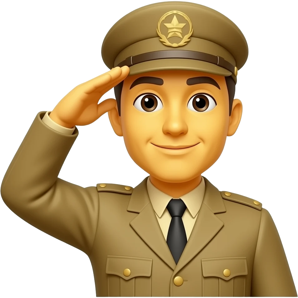 Saluting yellow emoji head emoji