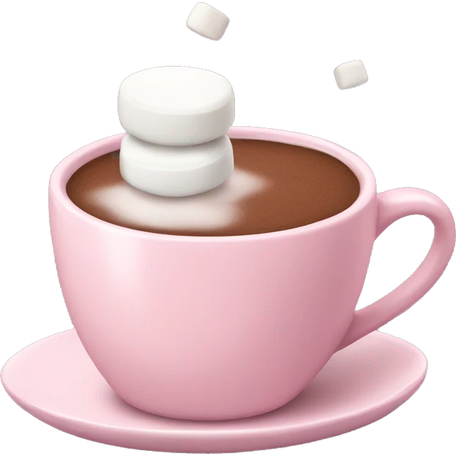 Light Pink mug of hot chocolate with marshmallows  emoji