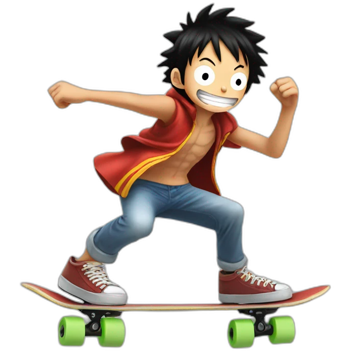 Luffy-on-skate emoji