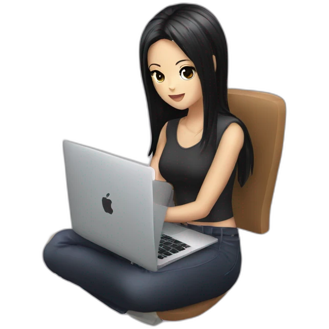 nico robin with a macbook emoji