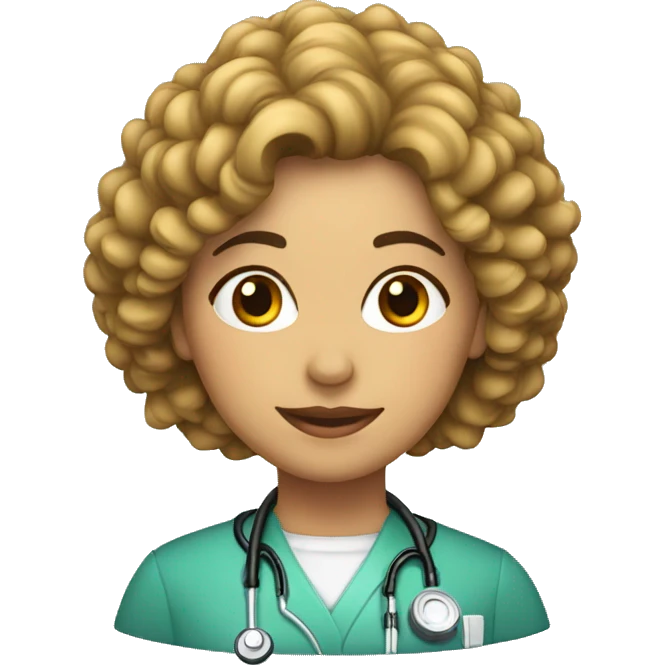 Mujer pelo rizado doctora emoji