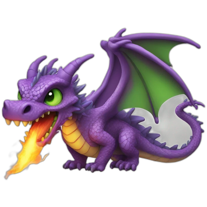 purple-dragon-with-green-eyes-breathing-fire emoji