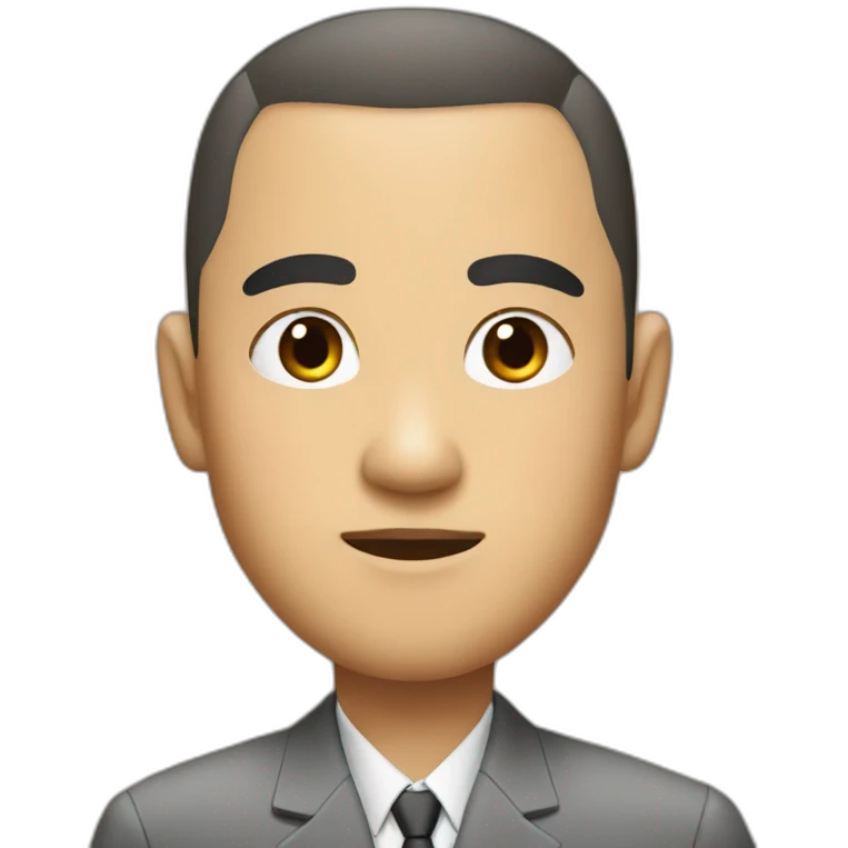 Asian, thick eyebrows, Buzz cut, suit emoji
