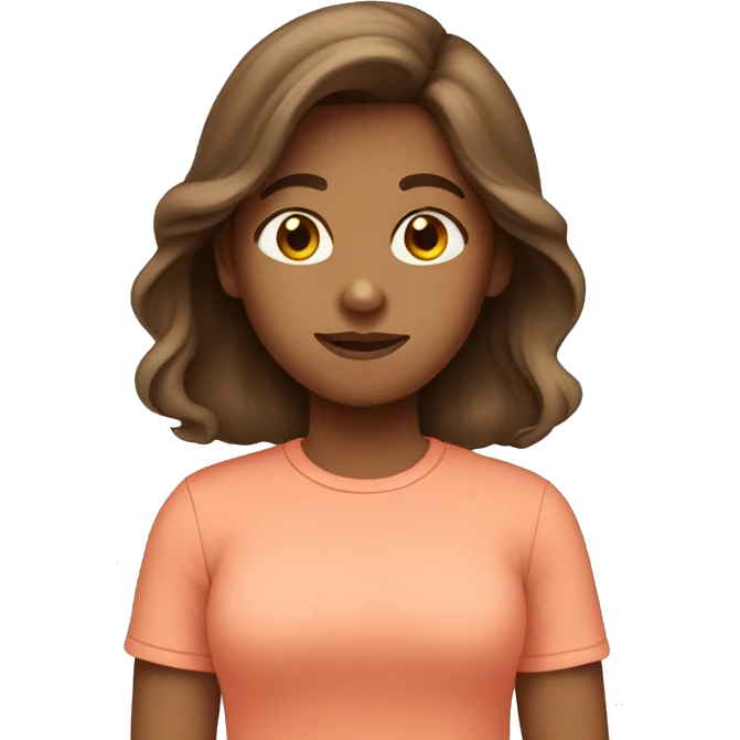 Annoying teen girl with salmon color tshirt and long brown hair emoji