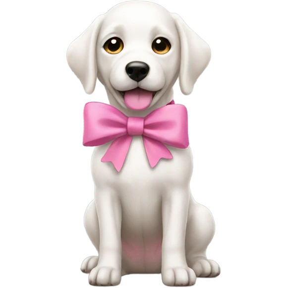 White Dog with pink bow emoji